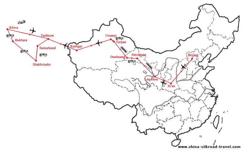 Great Silk Road Adventure Tour Map