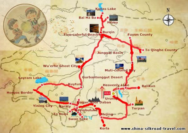 13 Days Northern Xinjiang Tour Map
