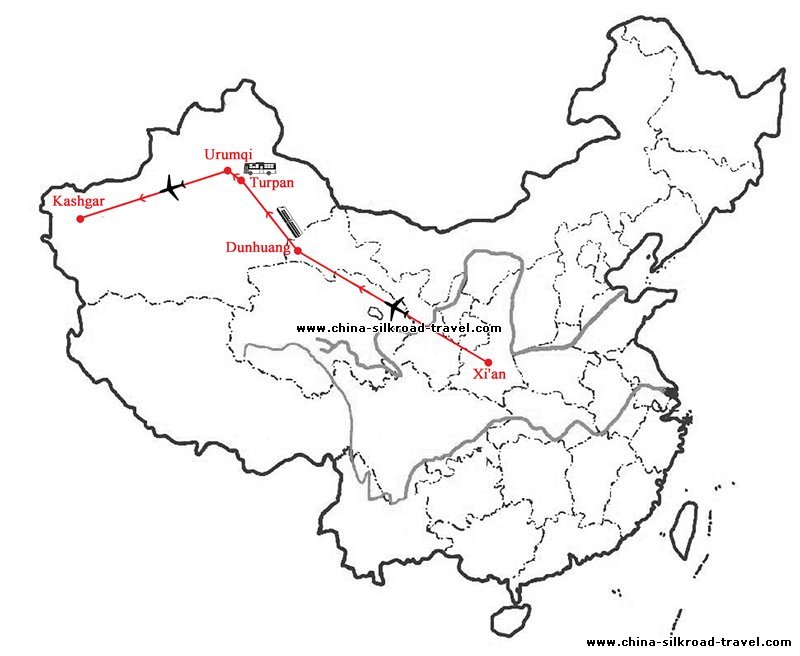 11 Days Essence Silk Road Travel Map