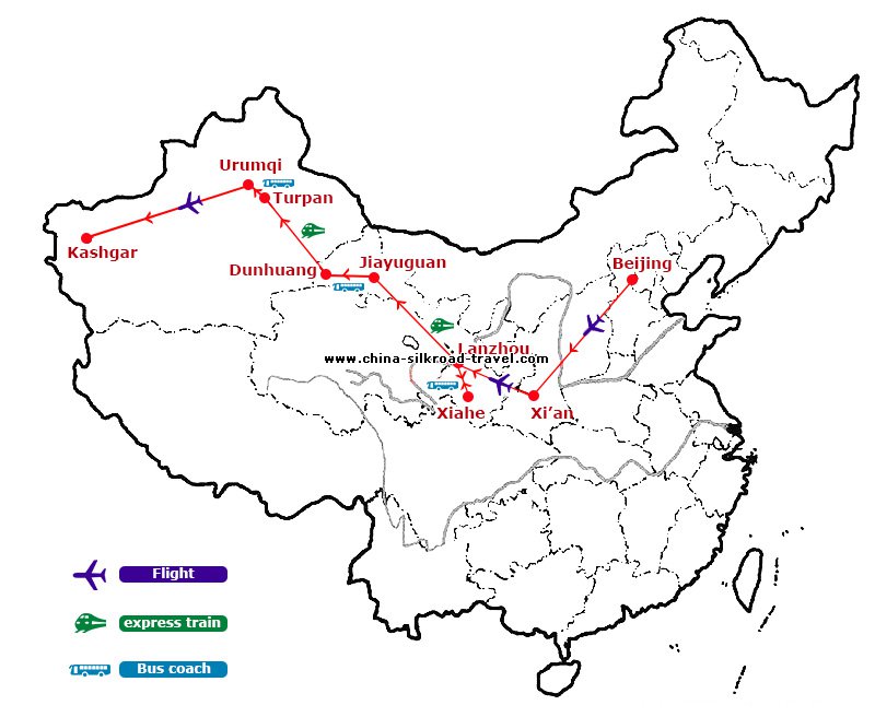 Culture Diversity of the Silk Road Tour Map