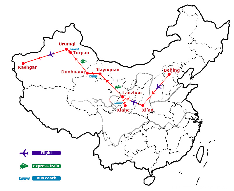 Silk Road Culture Diversity Tour Map
