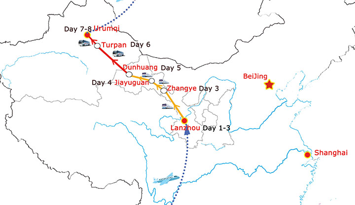 Silk Road Bullet Train Tour Map