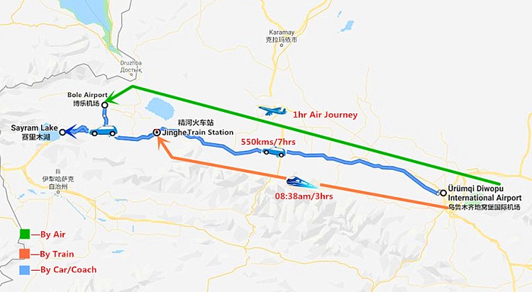 Sayram Lake Travel Map