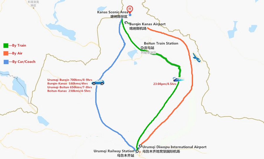 Kanas Lake Travel Map